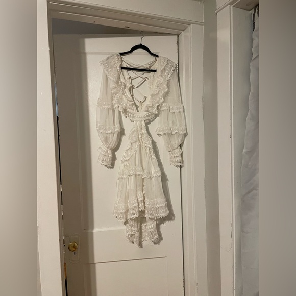 AKIRA White Ruffled Lace Dress ; Bachelorette Party - Picture 2 of 7